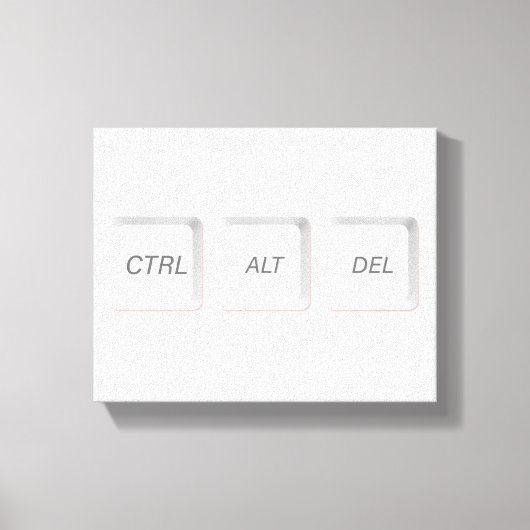 SlipperyJoeのCTRL ALT DELボタン 3つの白いキー キャンバスプリント (正面)
