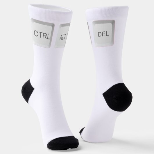 SlipperyJoeのCTRL ALT DELボタン 3つの白いキー ソックス (傾斜あり)