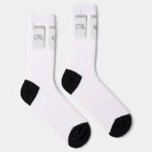 SlipperyJoeのCTRL ALT DELボタン 3つの白いキー ソックス (右)