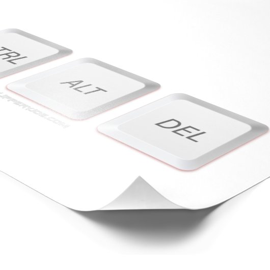SlipperyJoeのCTRL ALT DELボタン 3つの白いキー フォトプリント (角)