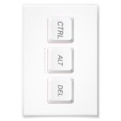 SlipperyJoeのCTRL ALT DELボタン 3つの白いキー フォトプリント (正面)