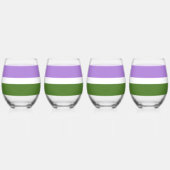 SlipperyJoeのGenderqueerプライドフラグの色Non-bi ステムなしワイングラス (正面)