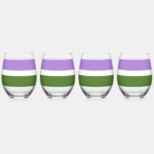 SlipperyJoeのGenderqueerプライドフラグの色Non-bi ステムなしワイングラス (右)