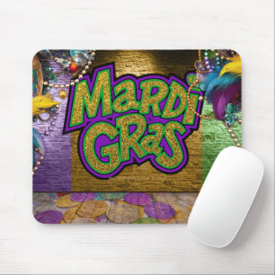 SlipperyJoeのMardi Grasをテーマにしたグラフィックダブロン マウスパッド
