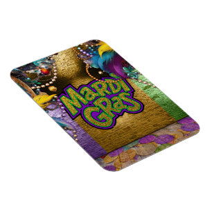 SlipperyJoeのMardi Grasをテーマにしたグラフィックダブロン マグネット