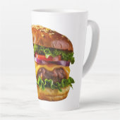 SlipperyJoeのmouthyling積み上げハンバーガーTHIC カフェラテマグ (右アングル)