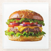 SlipperyJoeのmouthyling積み上げハンバーガーTHIC ガラスコースター (正面)