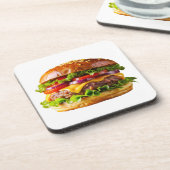 SlipperyJoeのmouthyling積み上げハンバーガーTHIC コースター (左側)