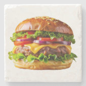 SlipperyJoeのmouthyling積み上げハンバーガーTHIC ストーンコースター (正面)