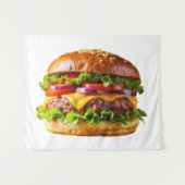 SlipperyJoeのmouthyling積み上げハンバーガーTHIC タペストリー (正面(横))