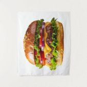 SlipperyJoeのmouthyling積み上げハンバーガーTHIC タペストリー (正面)