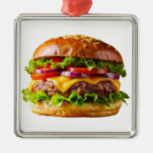 SlipperyJoeのmouthyling積み上げハンバーガーTHIC メタルオーナメント (正面)