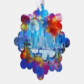 SlipperyJoeのNYC超高層ビル建物アートワークgr オーナメントカード (左)