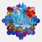 SlipperyJoeのNYC超高層ビル建物アートワークgr オーナメントカード (裏面)