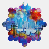 SlipperyJoeのNYC超高層ビル建物アートワークgr オーナメントカード (正面)