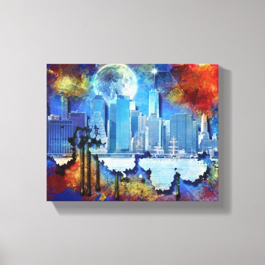 SlipperyJoeのNYC超高層ビル建物アートワークgr キャンバスプリント (正面)