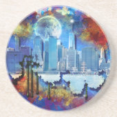 SlipperyJoeのNYC超高層ビル建物アートワークgr コースター (正面)