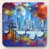 SlipperyJoeのNYC超高層ビル建物アートワークgr コースター (正面)