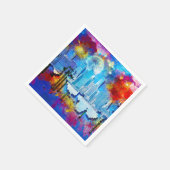 SlipperyJoeのNYC超高層ビル建物アートワークgr スタンダードカクテルナプキン (角)