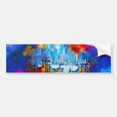 SlipperyJoeのNYC超高層ビル建物アートワークgr バンパーステッカー (正面)