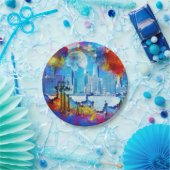 SlipperyJoeのNYC超高層ビル建物アートワークgr ペーパープレート (パーティー)