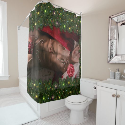 SlipperyJoeキャンディーキャンディーオス胸棒つきキャンデーカラー シャワーカーテン (インサイチュ)