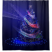 SlipperyJoeデジタル描写クリスマスツリー シャワーカーテン (正面)