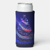SlipperyJoeデジタル描写クリスマスツリー スリム缶クーラー (Seltzer正面)