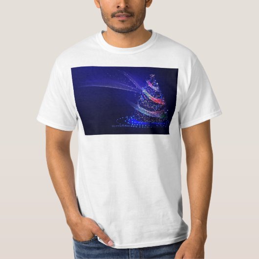 SlipperyJoeデジタル描写クリスマスツリー Tシャツ (正面)