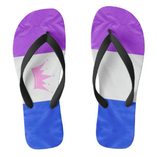SlipperyJoeドラッグプライドフラグ紫ホワイトブルーカラス ビーチサンダル