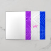 SlipperyJoeドラッグプライドフラグ紫ホワイトブルーセク 箔グリーティングカード (外側レイダウン)