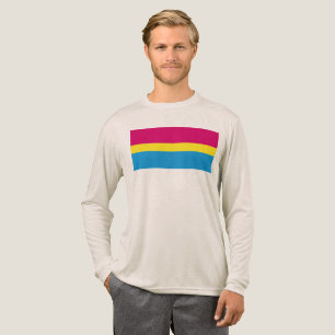 SlipperyJoeパンセクシャルプライドフラグピンクアンバーとシアン トライブレンドTシャツ