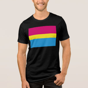 SlipperyJoeパンセクシャルプライドフラグピンクアンバーとシアン トライブレンドTシャツ