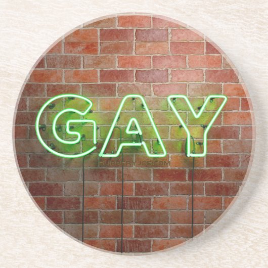 SlipperyJoe照明ゲイネオンの鮮やかな鮮やかなサイン コースター (正面)