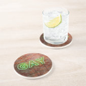 SlipperyJoe照明ゲイネオンの鮮やかな鮮やかなサイン コースター (側面)