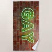 SlipperyJoe照明ゲイネオンの鮮やかな鮮やかなサイン ビーチタオル (正面)