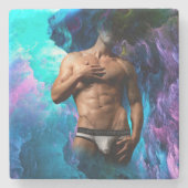 SlipperyJoe筋肉質の男の下着が膨らむ鮮やか。 ストーンコースター (正面)