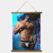 SlipperyJoe筋肉質の男の下着が膨らむ鮮やか。 吊り下げ型タペストリー (正面)