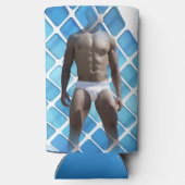 SlipperyJoe筋肉質の男性6パックabs男性ホワイトu スリム缶クーラー (裏面)