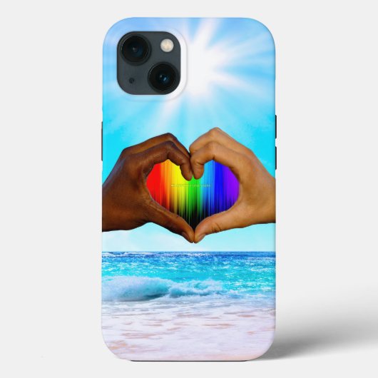 SlipperyJoe鮮やかレインボーグラデーション ハート インター Case-Mate iPhoneケース (裏面)