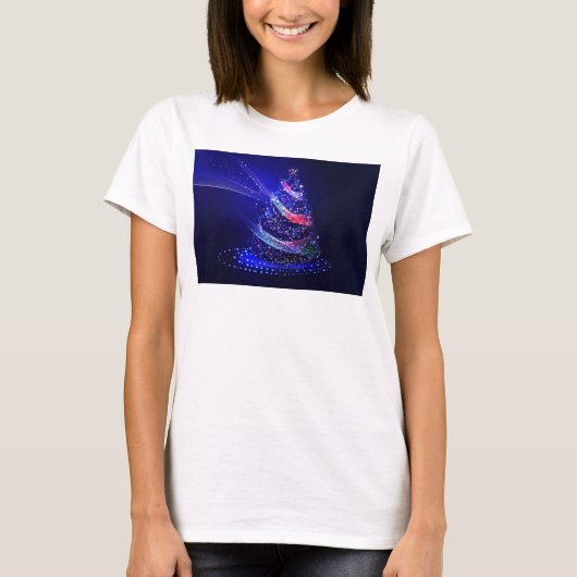 SlipperyJoe クリスマスツリー デジタル 透明 赤 Tシャツ (正面)