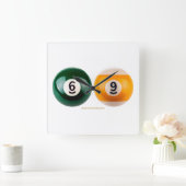 SlipperyJoe 69懸命プールテーブル2ビリヤード球 スクエア壁時計 (ホーム)