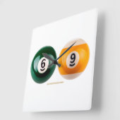 SlipperyJoe 69懸命プールテーブル2ビリヤード球 スクエア壁時計 (傾斜)