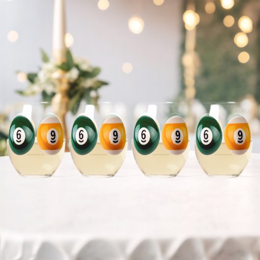 SlipperyJoe 69懸命プールテーブル2ビリヤード球 ステムなしワイングラス (インサイチュ (ウェディング))