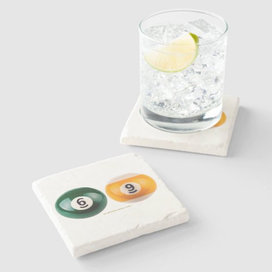 SlipperyJoe 69懸命プールテーブル2ビリヤード球 ストーンコースター (横)