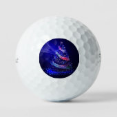 SlipperyJoe Christmas tree digital translucent red ゴルフボール (正面)