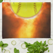 SlipperyJoe、Fireball Raspberry、Softball on fire キッチンタオル (折り畳み)