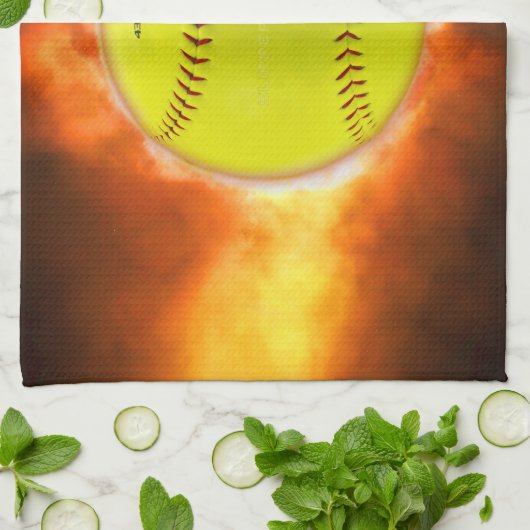 SlipperyJoe、Fireball Raspberry、Softball on fire キッチンタオル (折り畳み)