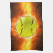 SlipperyJoe、Fireball Raspberry、Softball on fire キッチンタオル (縦)