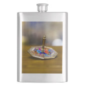 SlipperyJoe Hanukkah dreidel gift octagonal base b フラスク (正面)